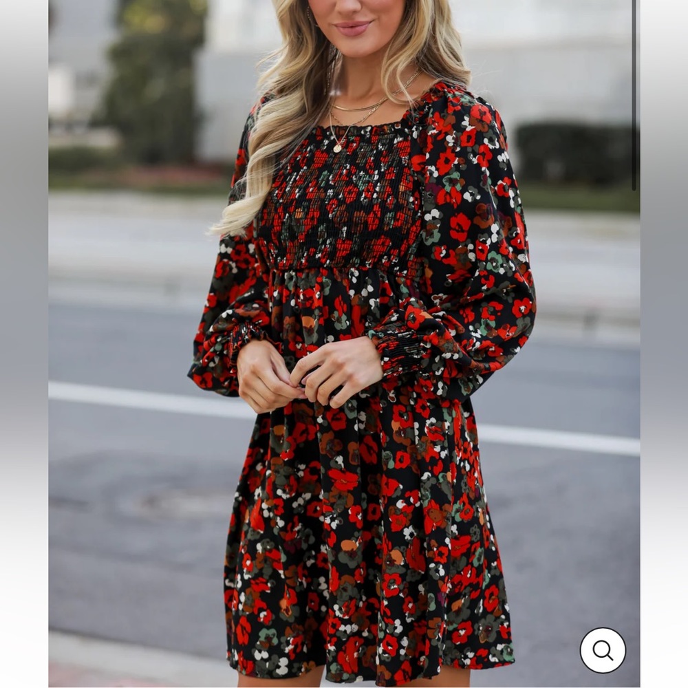 Dress Up Black Floral Mini Dress
